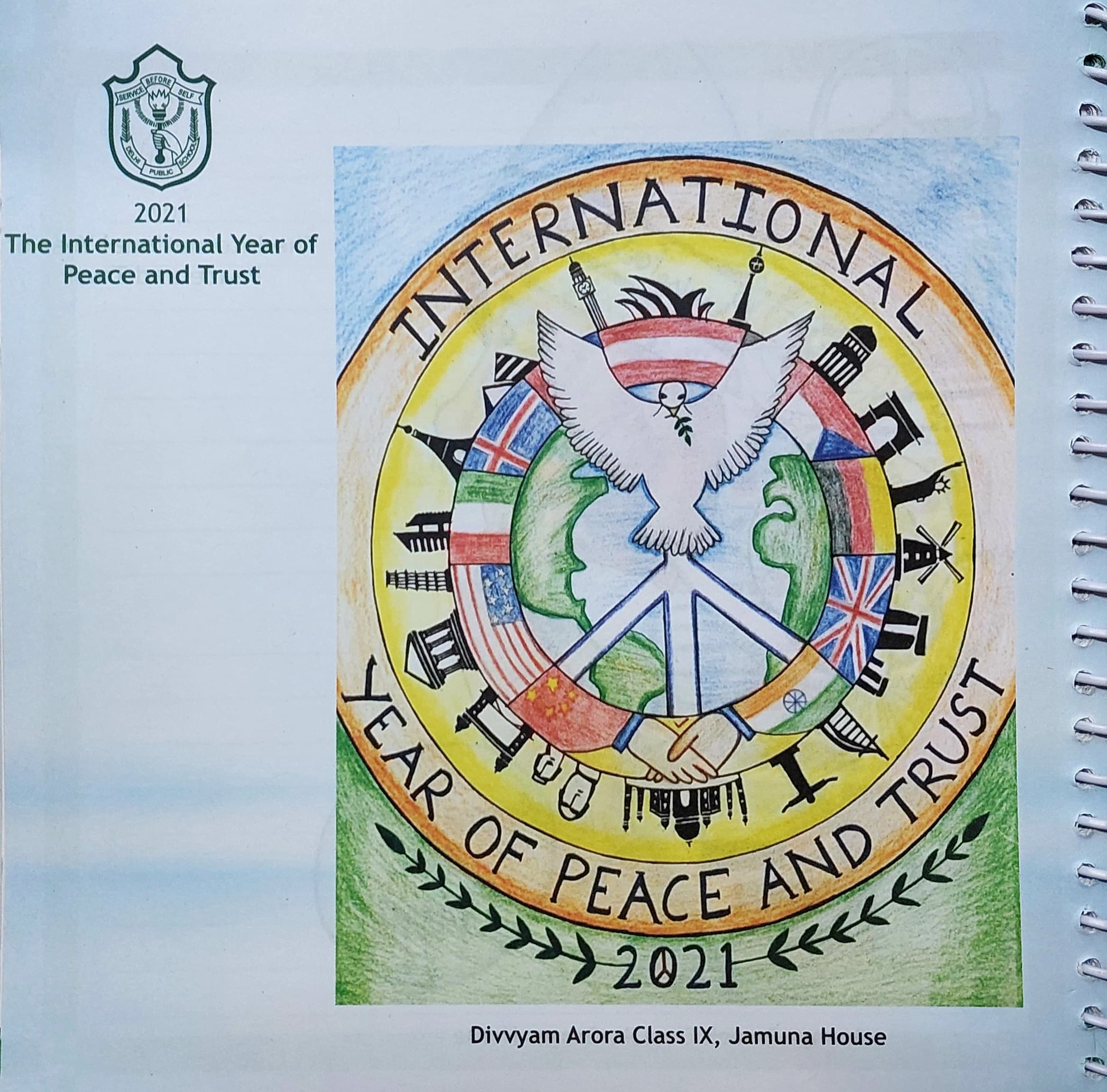 Poster publication in the school almanac for 'The International Year of Peace and Trust'